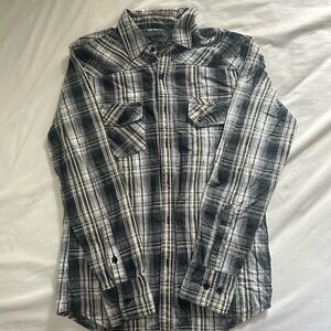 Black and White Plaid Button-Up Shirt
